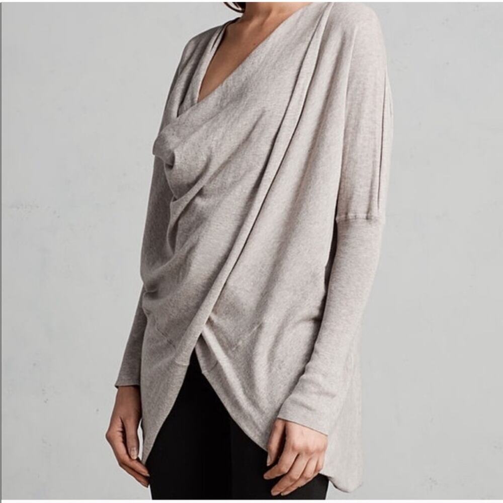 Allsaints | Womens Itat Twist Front Shrug Sweater Cardigan Lightweight Lagenlook